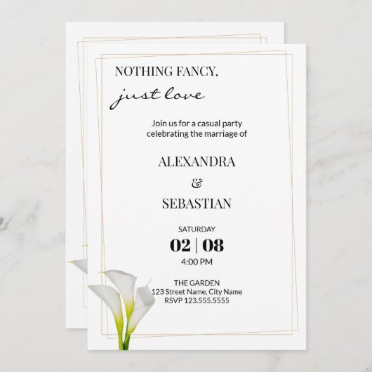 Calla Lily Wedding Reception Uitnodiging (Voorkant / Achterkant)