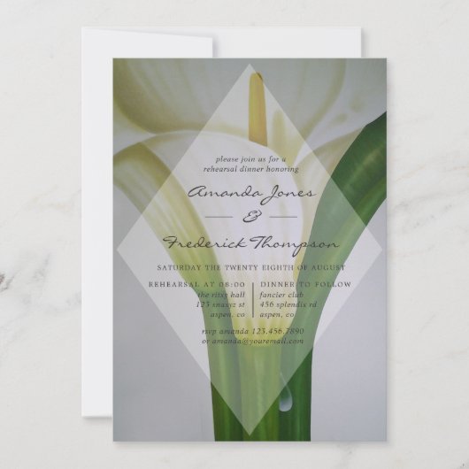 Calla Lily Wedding Rehearsal Dinner Kaart (Voorkant)