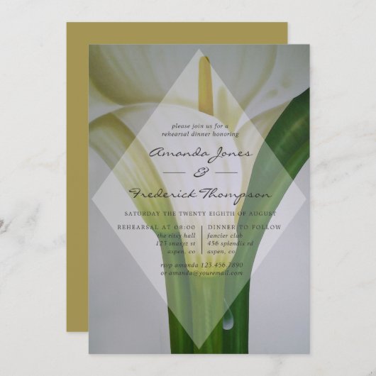 Calla Lily Wedding Rehearsal Dinner Kaart (Voorkant / Achterkant)