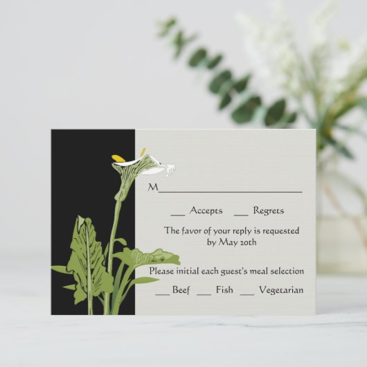 Calla Lily Wedding Reply Card RSVP Kaartje (Staand voorkant)