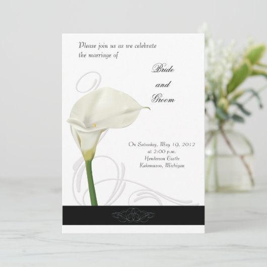 Calla Lily Wedding Uitnodiging (Staand voorkant)