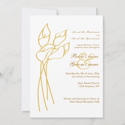 Calla Lily Wedding Uitnodiging (Voorkant)