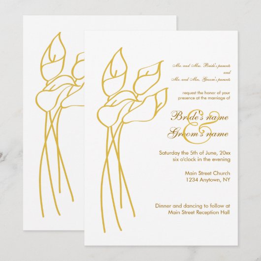 Calla Lily Wedding Uitnodiging (Voorkant / Achterkant)