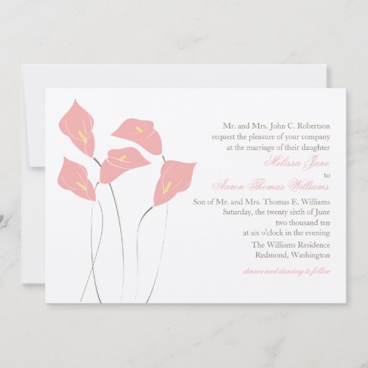 Calla Lily Wedding Uitnodiging (Voorkant)