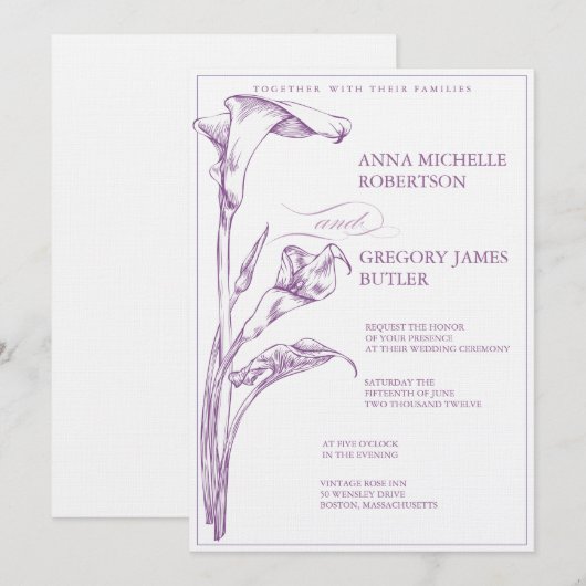 Calla Lily Wedding Uitnodiging (Voorkant / Achterkant)