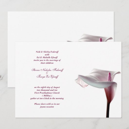 Calla Lily Wedding Uitnodiging (Voorkant / Achterkant)
