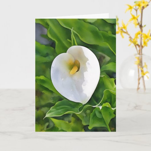 Calla Lily White Flower Garden Art Note Kaart (Gele Bloem)
