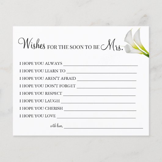 Calla Lily wil dat de snelle Mrs Card wordt Flyer (Voorkant)