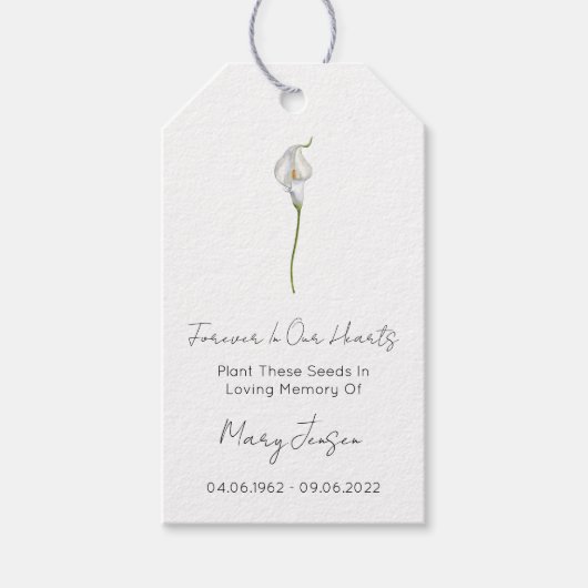 Calla Lily Zaadpakket Herdenking Funeral Geschenkl Cadeaulabel (Voorkant)