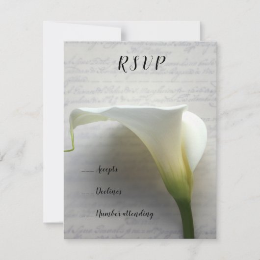 Calla lly op oude handschrift rsvp kaart (Voorkant)