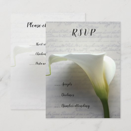 Calla lly op oude handschrift rsvp kaart (Voorkant / Achterkant)