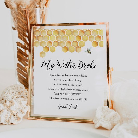 CALLA Mijn Water Broke Baby shower Game Sign Poster