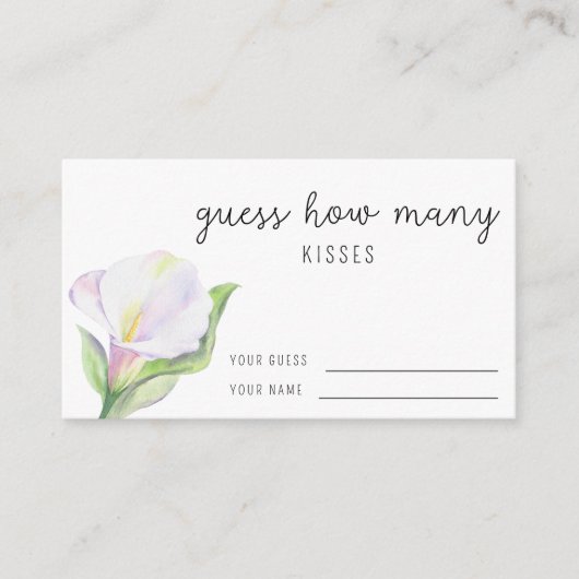 Calla - Raad hoeveel kusjes bruidsspel Informatiekaartje (Voorkant)