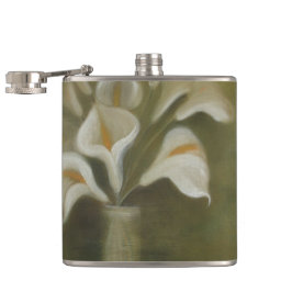 Calla snijdt bloemen in een vaas artistiek leven heupfles