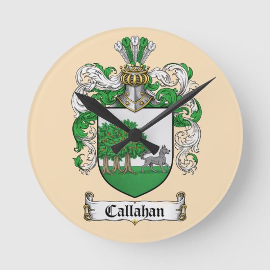 Callahan Coat of Arms Round Clock ( Ronde Klok (Voorkant)