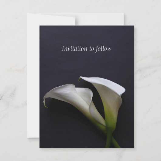 Calla's op een donkere achtergrond save the date (Achterkant)