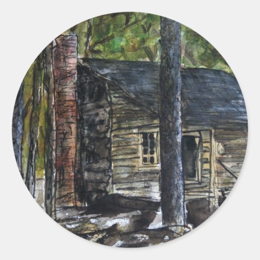 Callaway Tuinen Log Cabin Ronde Sticker (Voorkant)