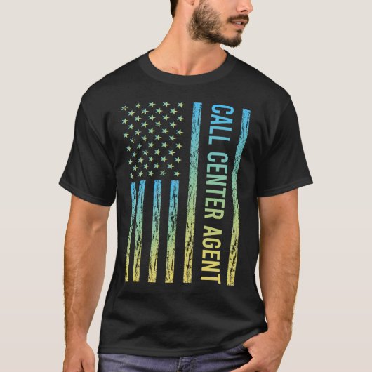 Callcenteragent Blauw Geel T-shirt (Voorkant)