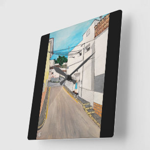Calle Cabanilles Schilderij van Alfred Fox Vierkante Klok