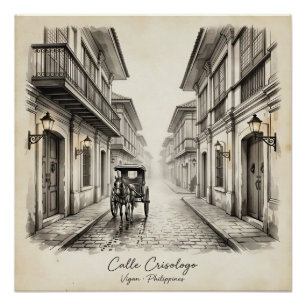 Calle Crisologo Vigan erfgoedstraat muurkunst Perfect Poster