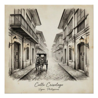 Calle Crisologo Vigan Heritage Street Wall Art Perfect Poster
