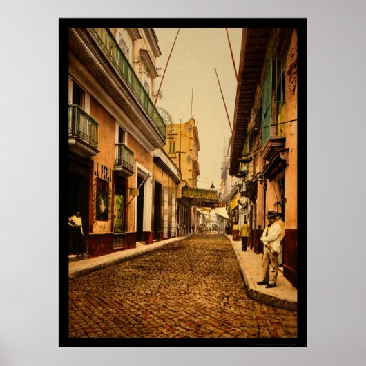 Calle de Habana in Havana, Cuba 1900 Poster (Voorkant)