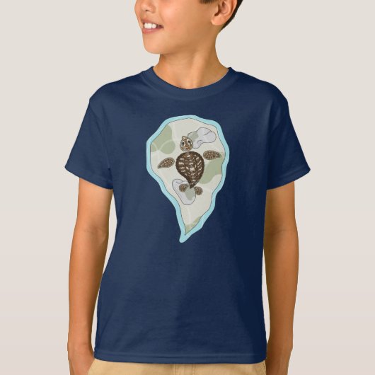 Callie het Zee Turtle Kind en Baby Dark Shirt (Voorkant)