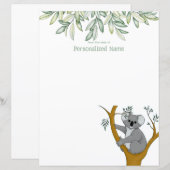 Callie Koala Eucalyptus Ongevoerd Papieren Blad (Voorkant / Achterkant)