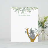 Callie Koala Eucalyptus Ongevoerd Papieren Blad (Staand voorkant)