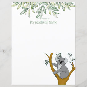 Callie Koala Eucalyptus Ongevoerd Papieren Blad