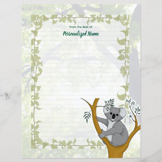 Callie Koala Ivy Lined Paper Sheet (Voorkant)