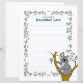 Callie Koala White Ivy Lined Paper Sheet (Voorkant / Achterkant)