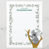 Callie Koala White Ivy Lined Paper Sheet (Voorkant)
