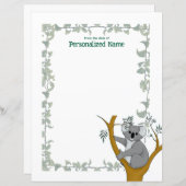 Callie Koala White Ivy Ongevoerd Papieren Blad (Voorkant / Achterkant)