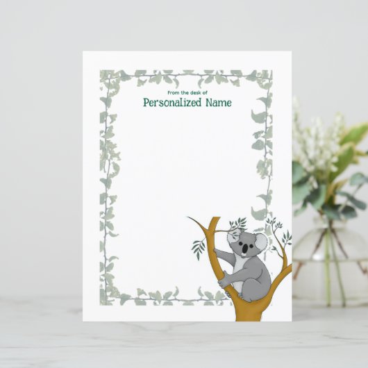 Callie Koala White Ivy Ongevoerd Papieren Blad (Staand voorkant)