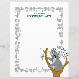 Callie Koala White Ivy Ongevoerd Papieren Blad