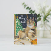 Callie Muffin Gekke Kattenkerst Briefkaart (Staand voorkant)