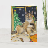 Callie Muffin's Relaxed Kerstmis - Kat Kerstmis Feestdagen Kaart (Voorkant)