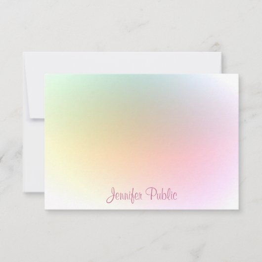 Calligraded Script Modern Trendy Colorful Trendy Notitiekaartje (Voorkant)