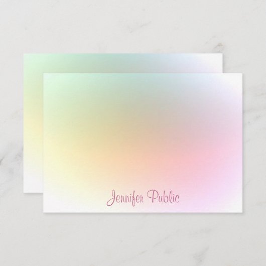 Calligraded Script Modern Trendy Colorful Trendy Notitiekaartje (Voorkant / Achterkant)