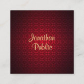 Calligraded Script Name Red Damask Sjabloon Chic Vierkante Visitekaartje (Voorkant)