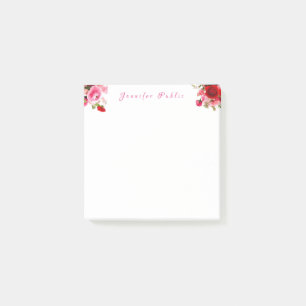 Calligrafed Naam Tekst Waterverf Rozen Bloemen Post-it® Notes