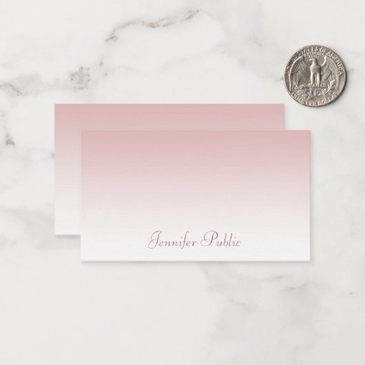 Calligrafed Script Naam Modern Roos Goud Trendy Notitiekaartje (Voorkant / Achterkant in situ)