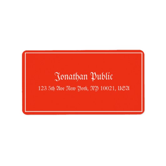 Calligrafide Sjabloon kerstrood wit adres Etiket (Voorkant)