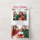 Calligrafie 2 Photo Red All-in-One kerstkaart All In One Uitnodiging (Binnen)