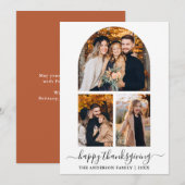 Calligrafie 3 Fotoboog Thanksgiving Terracotta Feestdagenkaart (Voorkant / Achterkant)