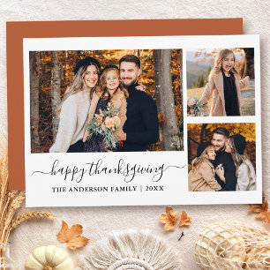 Calligrafie 3 Foto's Thanksgiving Terracotta Feestdagenkaart