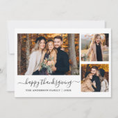 Calligrafie 3 Foto's Thanksgiving Terracotta Feestdagenkaart (Voorkant)