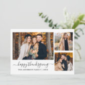 Calligrafie 3 Foto's Thanksgiving Terracotta Feestdagenkaart (Staand voorkant)