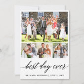 Calligrafie 4 Foto Best Day Ever Wedding Bedankkaart (Voorkant)